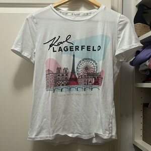 Karl lagerfeld tshirt white short sleeve Eiffel Tower Paris